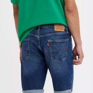 Levi's 511 Slim-Fit Blue-Wash Stretch Denim Raw-Hem Shorts 38 waist NWT